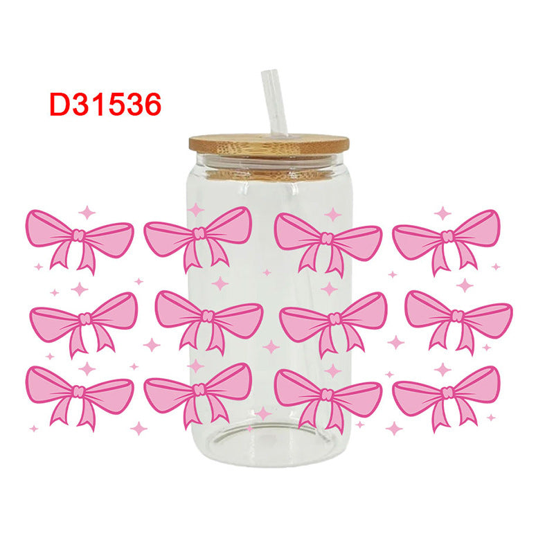 Wholesale colorful bow 16oz Cup UV DTF Wraps