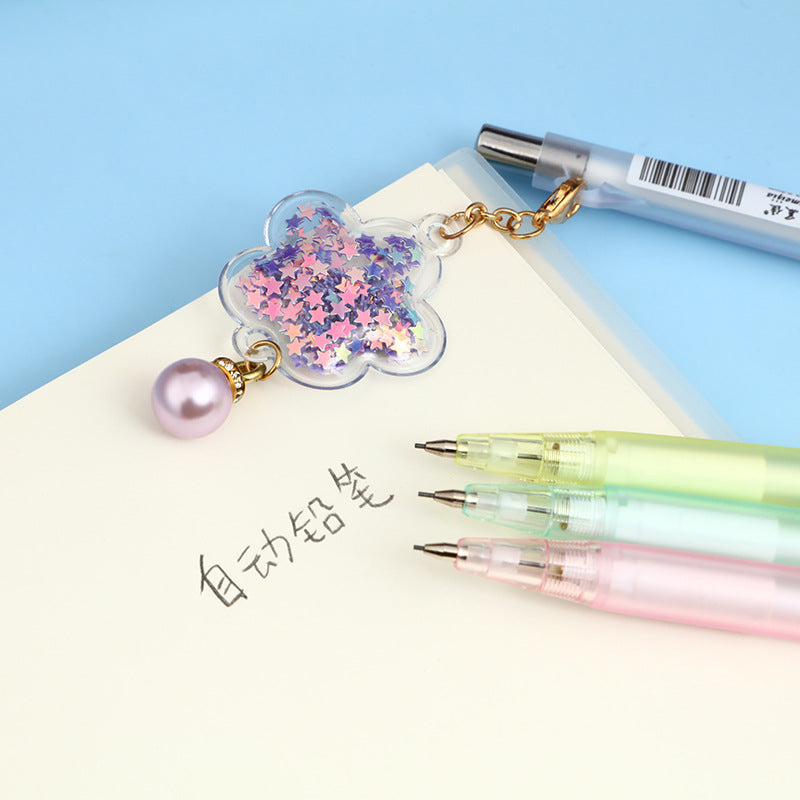 Wholesale translucent pearl flower pen body can replace core pencil writing stationery