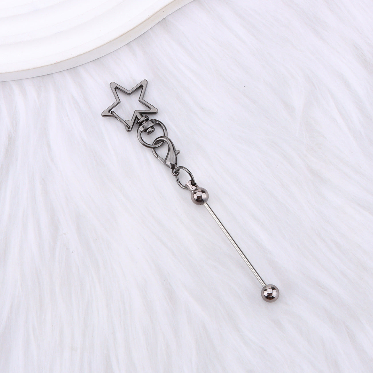 Wholesale  DIY Beaded Five-Pointed Star Keychain Metal Beaded Keychain