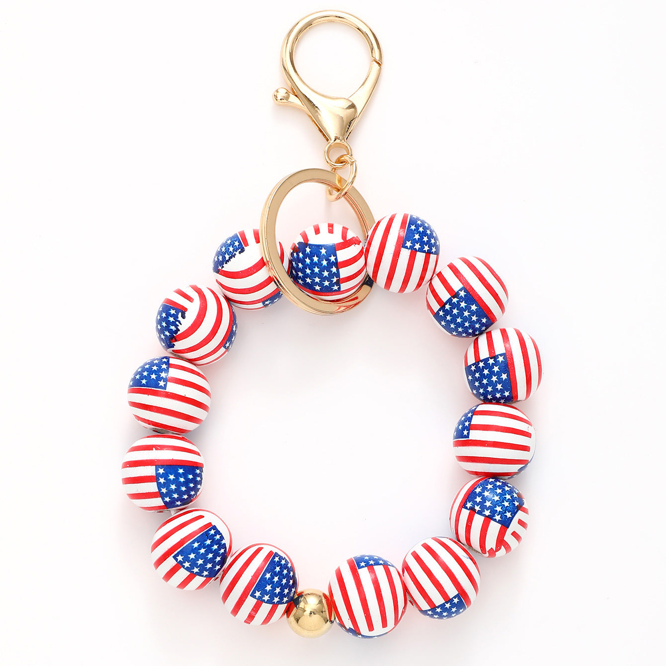 Wholesale American Independence Day Colorful Full Screen Star Bracelet Keychain