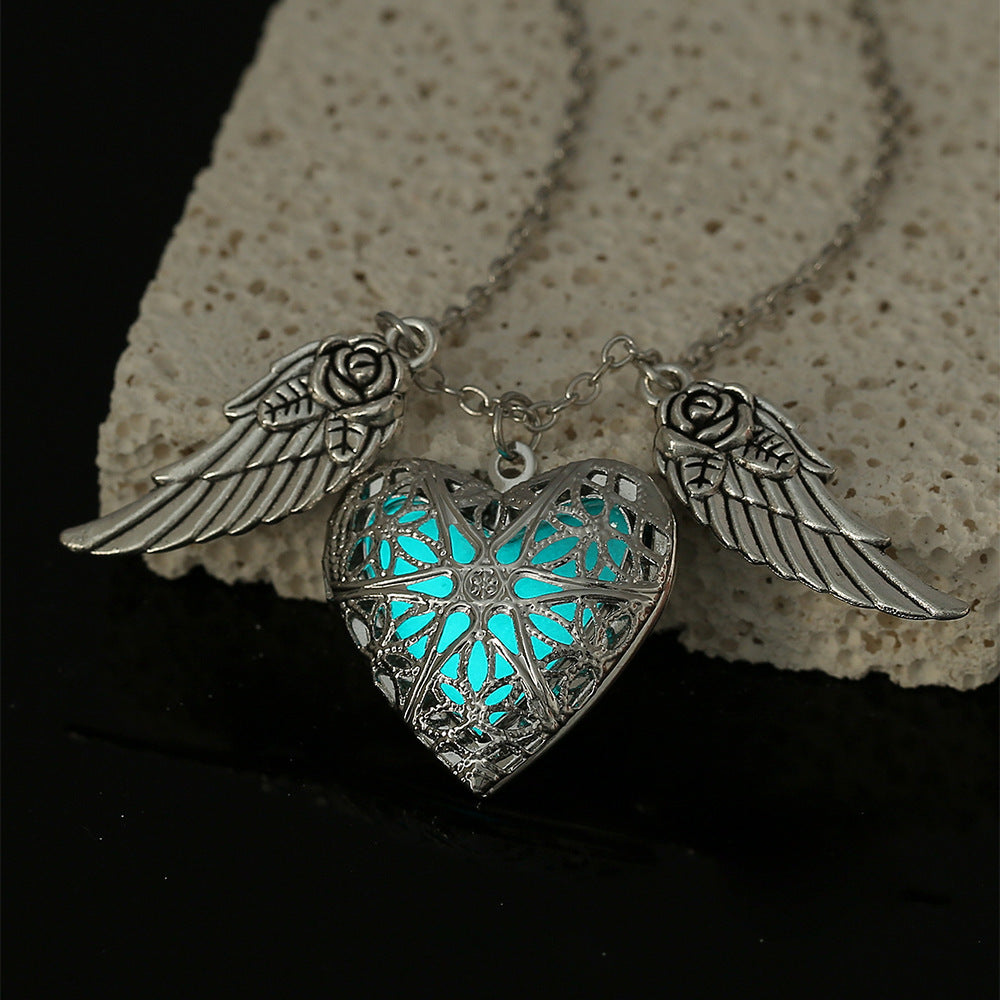 Wholesale Alloy Angel Wings Love Glow Necklace