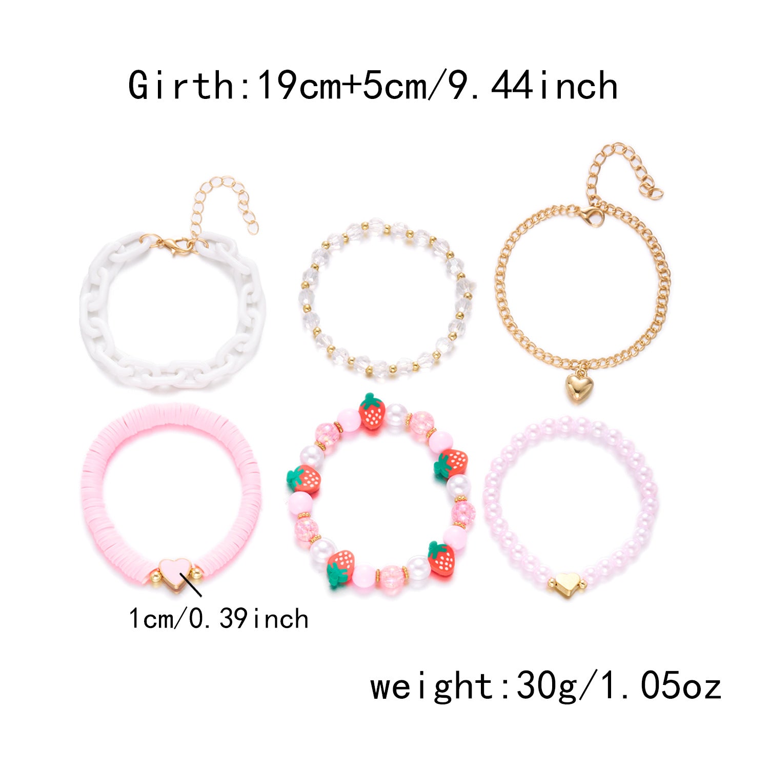 Wholesale Cute Heart Strawberry Cherry Creative Matchinging Bracelet