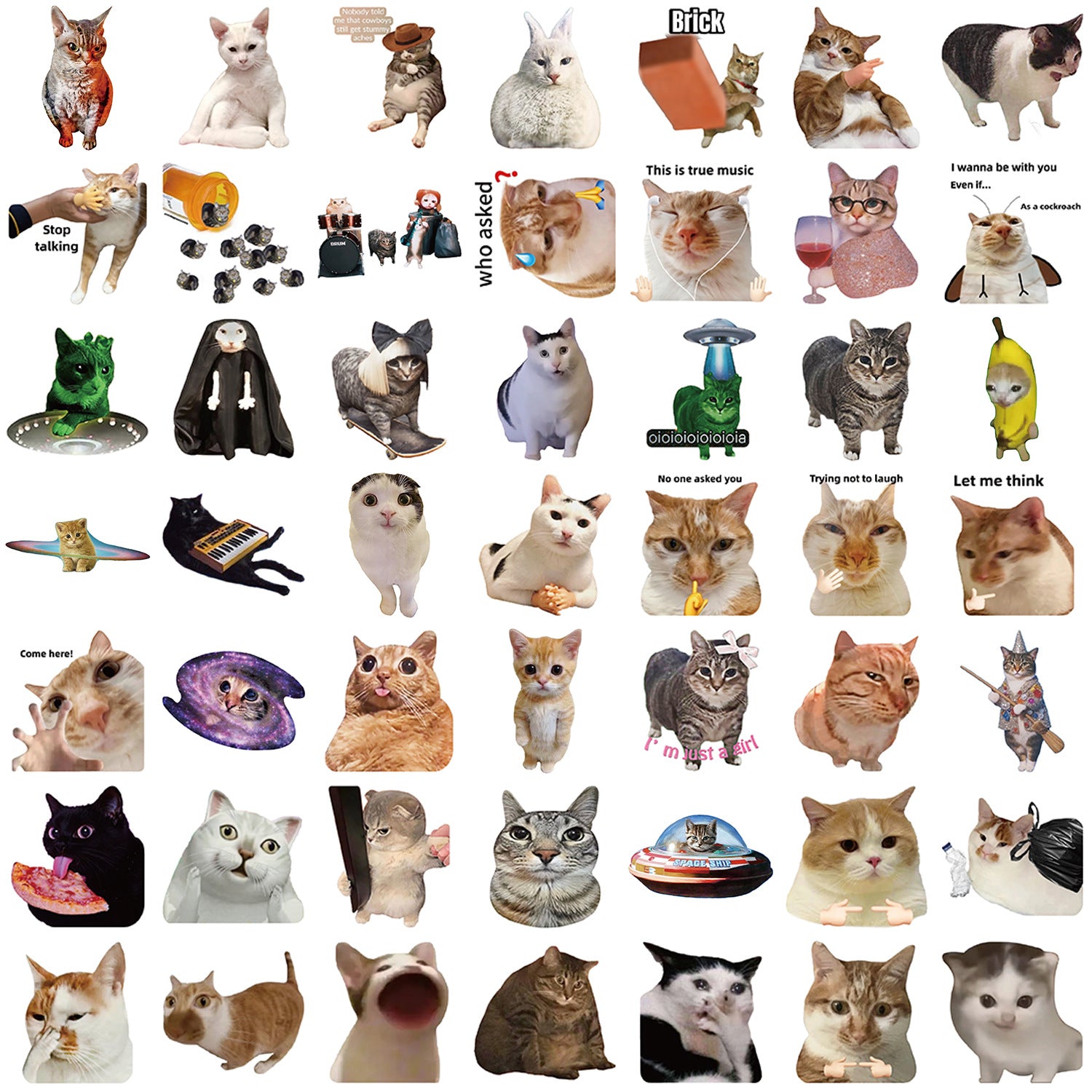 Wholesale 50pcs Cartoon Cat Emoji Watermark Vinyl Stickers