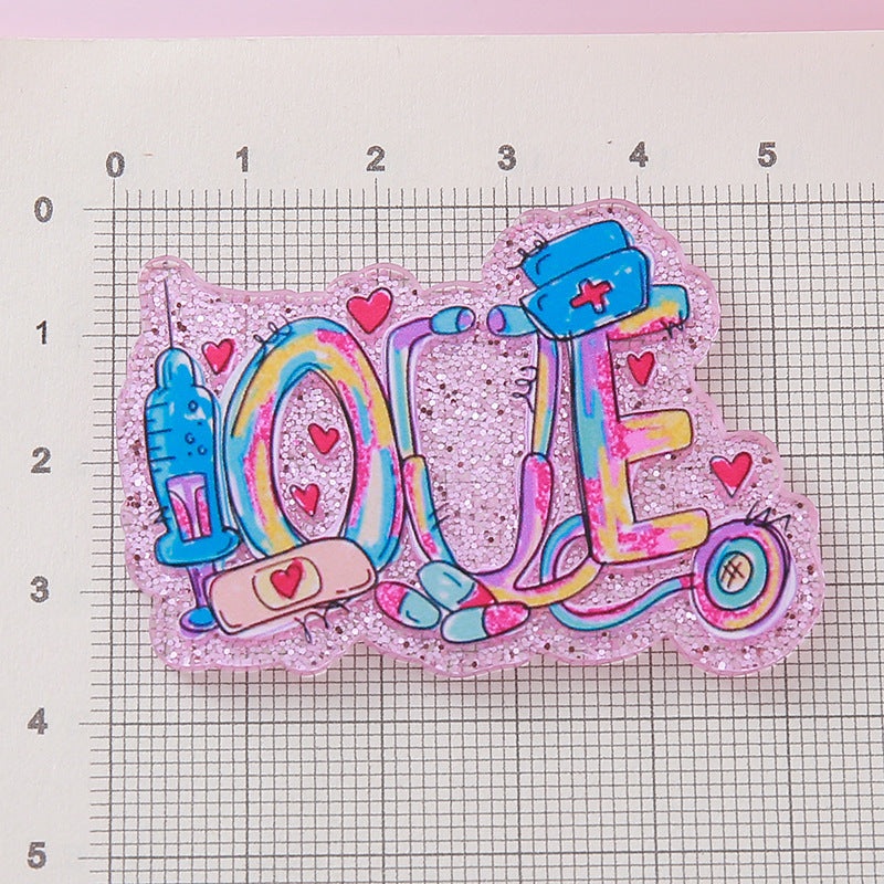 Wholesale  10pcs Glitter Cartoon Medical Jewelry  Cute Acrylic Flatback