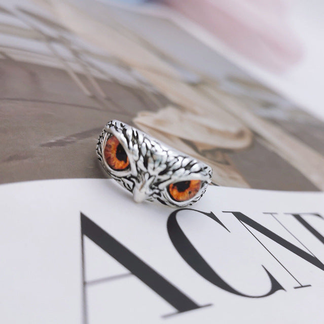Wholesale Evil Eye Owl Retro Exaggerated Open Adjustable Ring