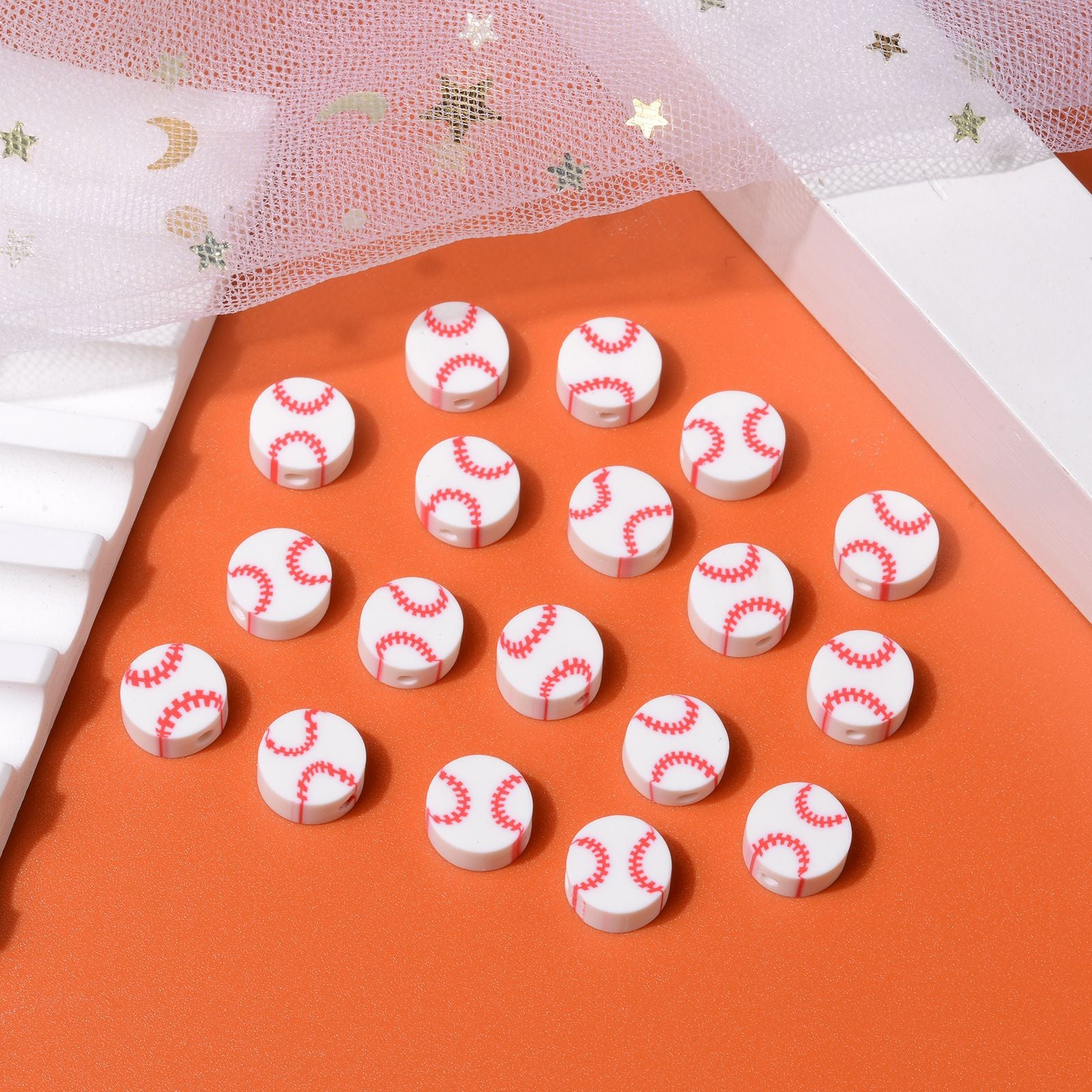 Wholesale 500pcs Baseball Soft Pottery Beads