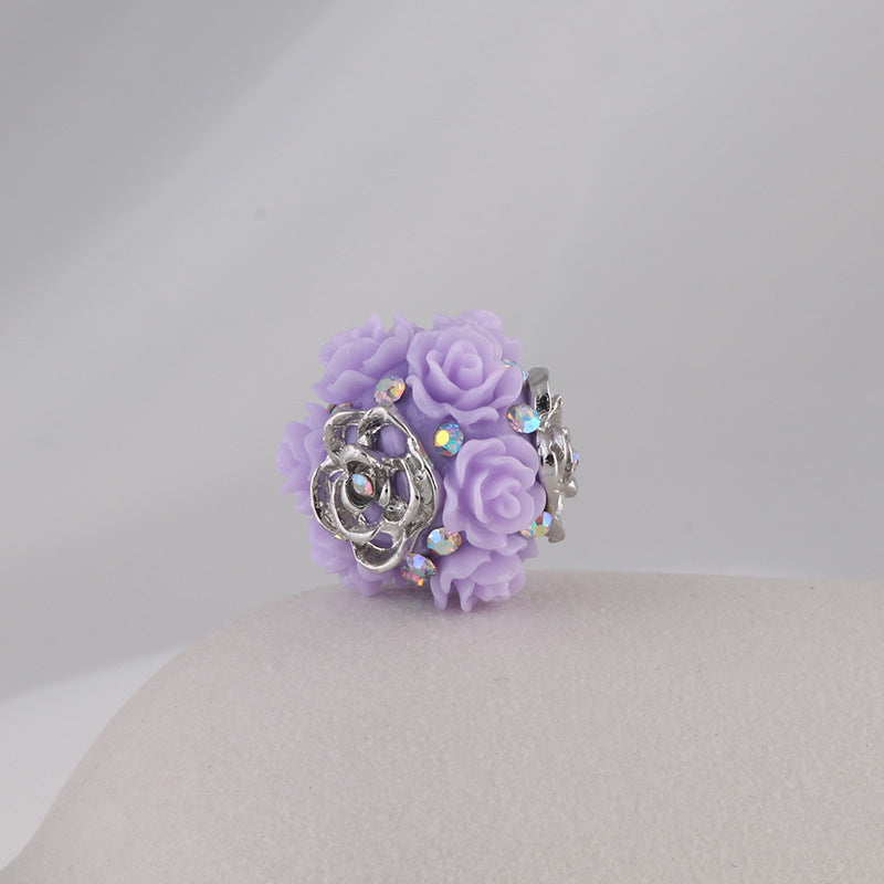 Wholesale Alloy Rose Soft Ceramic Drill Balls with Straight Hole Beads