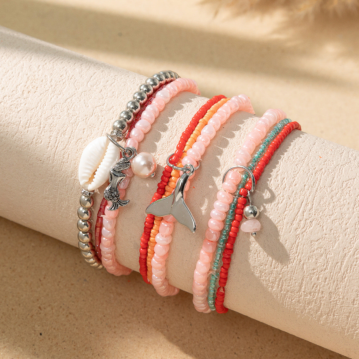 Wholesale Bohemian Ocean Style Stacked Rice Bead Bracelets