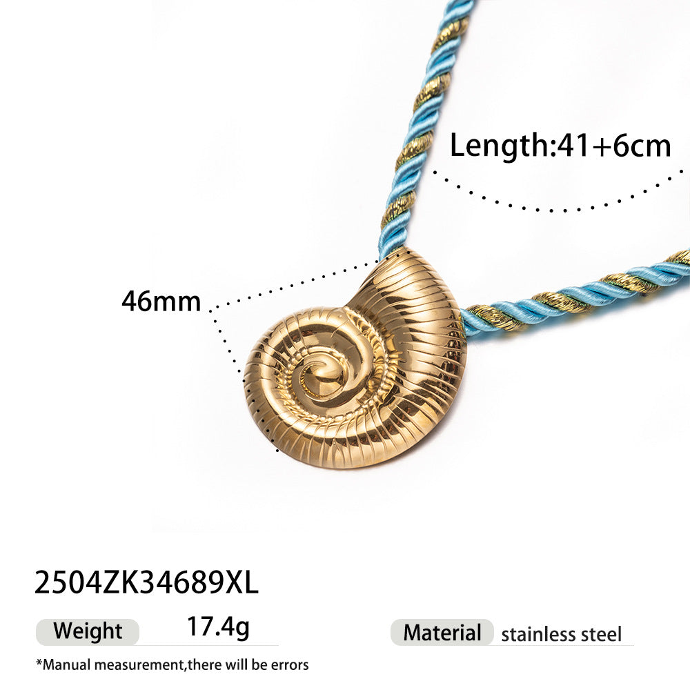 Wholesale Tyna European and American Light Luxury 18K Gold Stainless Steel Conch Sea Star Sun Thick Rope Necklace All-match Cross-border Trendy Jewelry