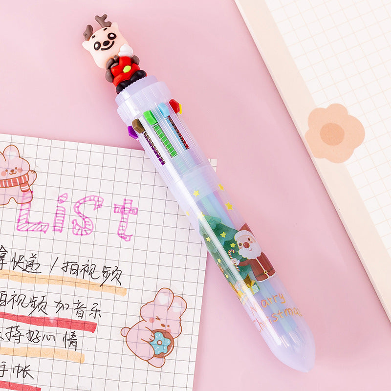 Wholesale Plastic Cartoon Christmas 10 Color Ballpoint Pen