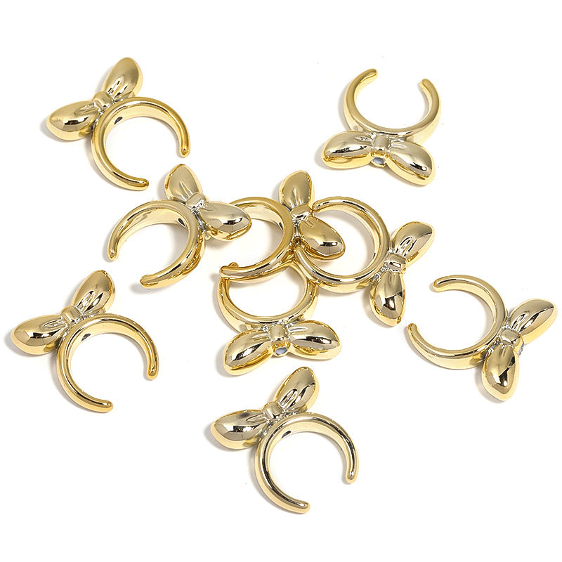 Wholesale 100pcs Diy UV Plated Mabe Solid Color Bow Headband Perforated Beads