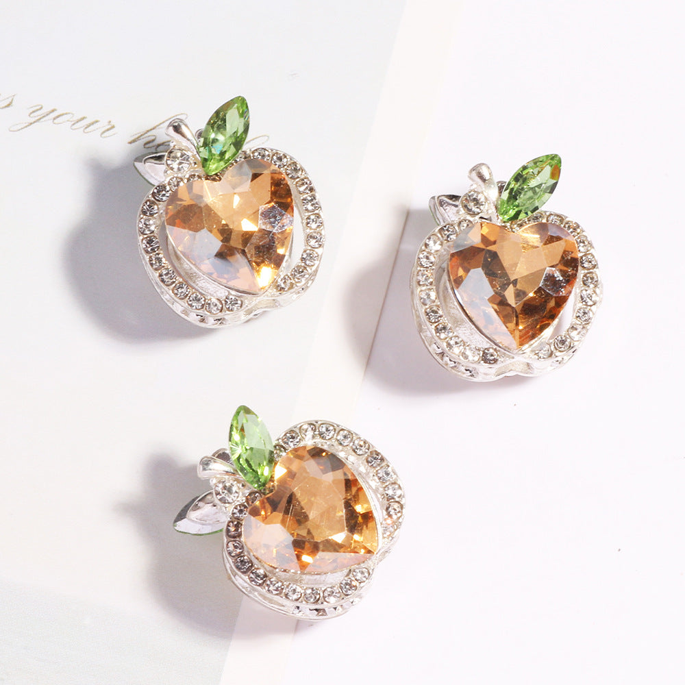 Wholesale Double-sided alloy apple four-hole straight hole loose beads beaded DIY  keychain accessories