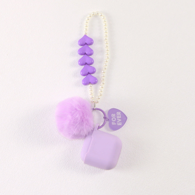 Wholesale Colorful Love Fur Ball Beaded Keychain