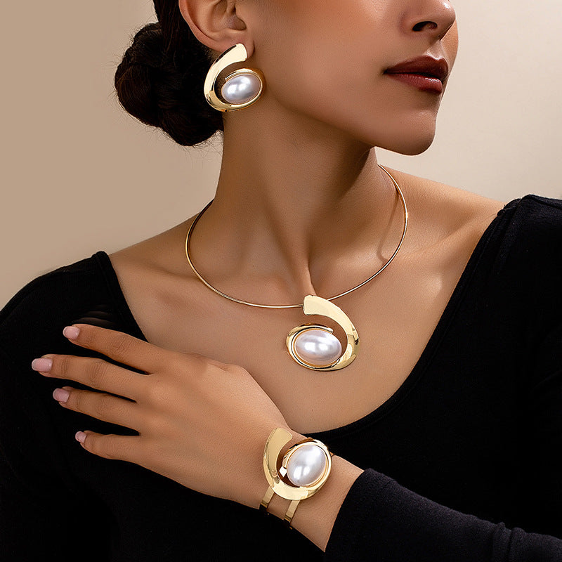 Wholesale Trendy Electroplated Alloy Jewelry Set With Earrings Necklace Bracelet Blue Heart Water Drop Bell Designs Everyday Fashion Accessory