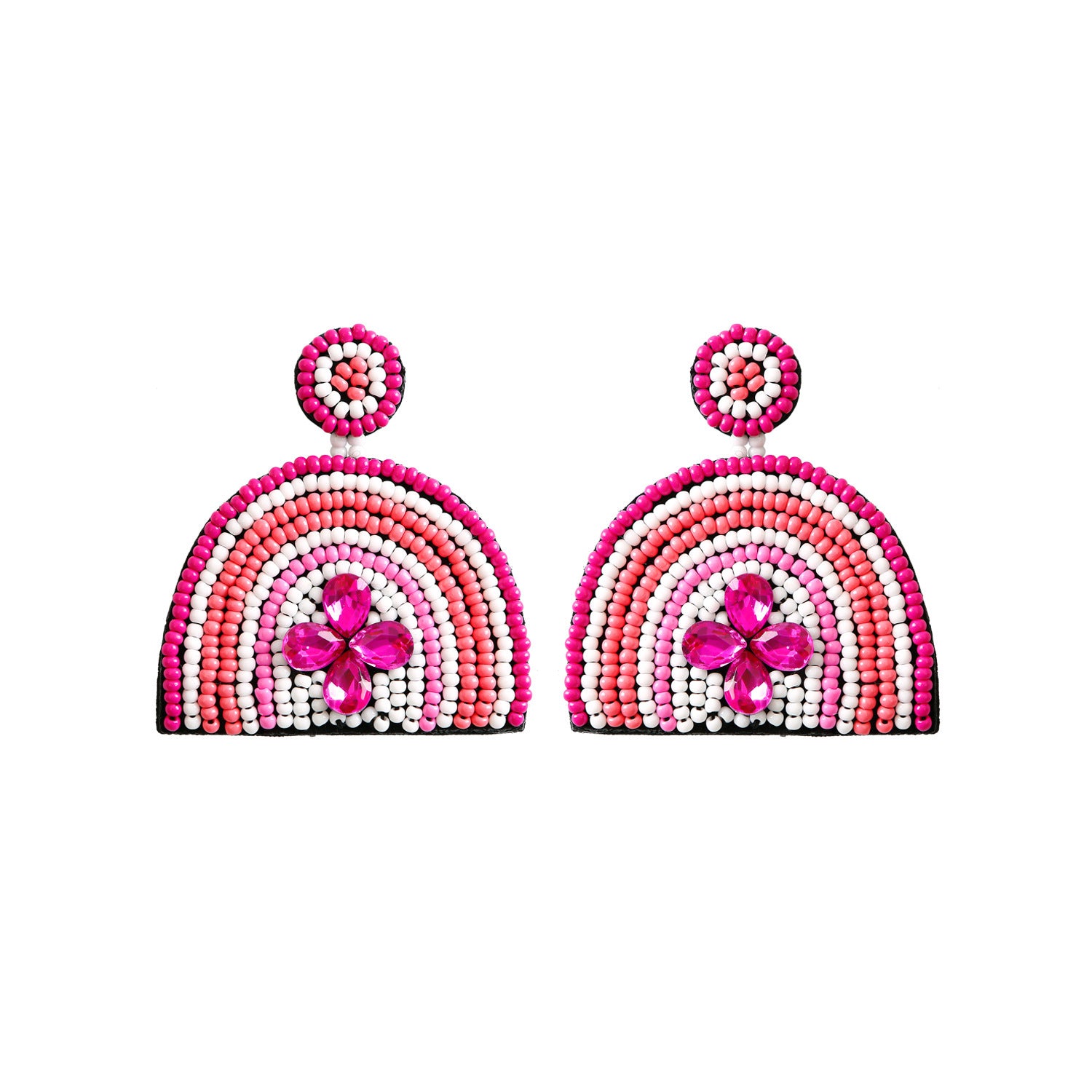 Wholesale Christmas Rice Bead Countryside Style Exaggerated Lightweight Holiday Hand Woven Earrings