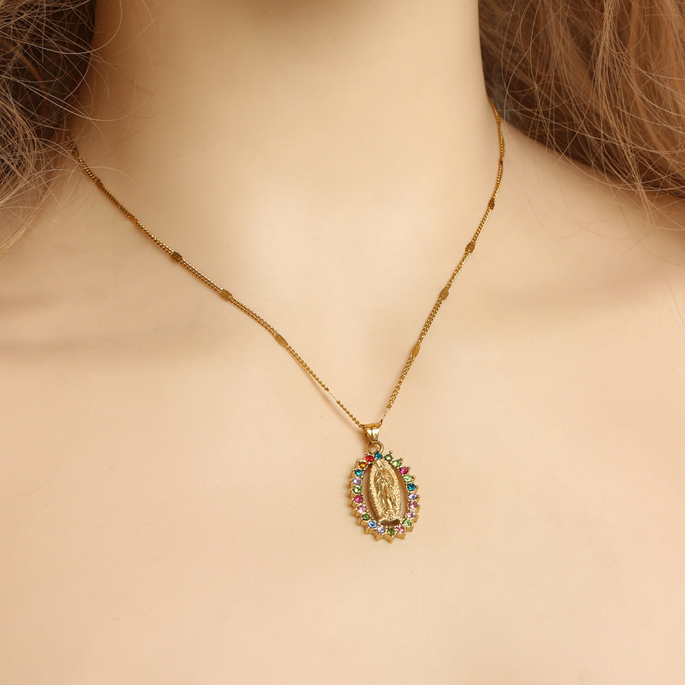 Wholesale Virgin Mary Pendant Jewelry Stainless steel Necklace Accessories Light Luxury