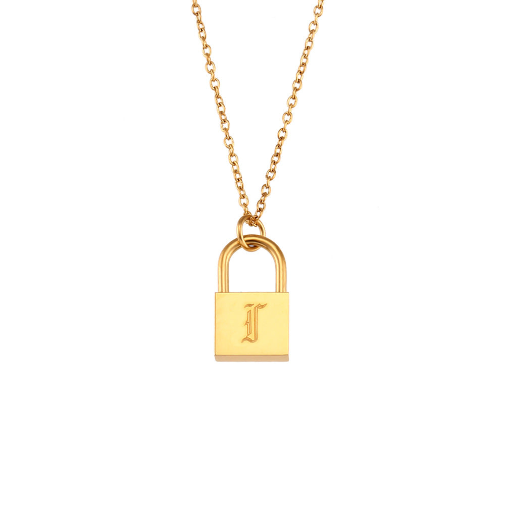 Wholesale hip-hop multi-layer stainless steel letter concentric lock necklace