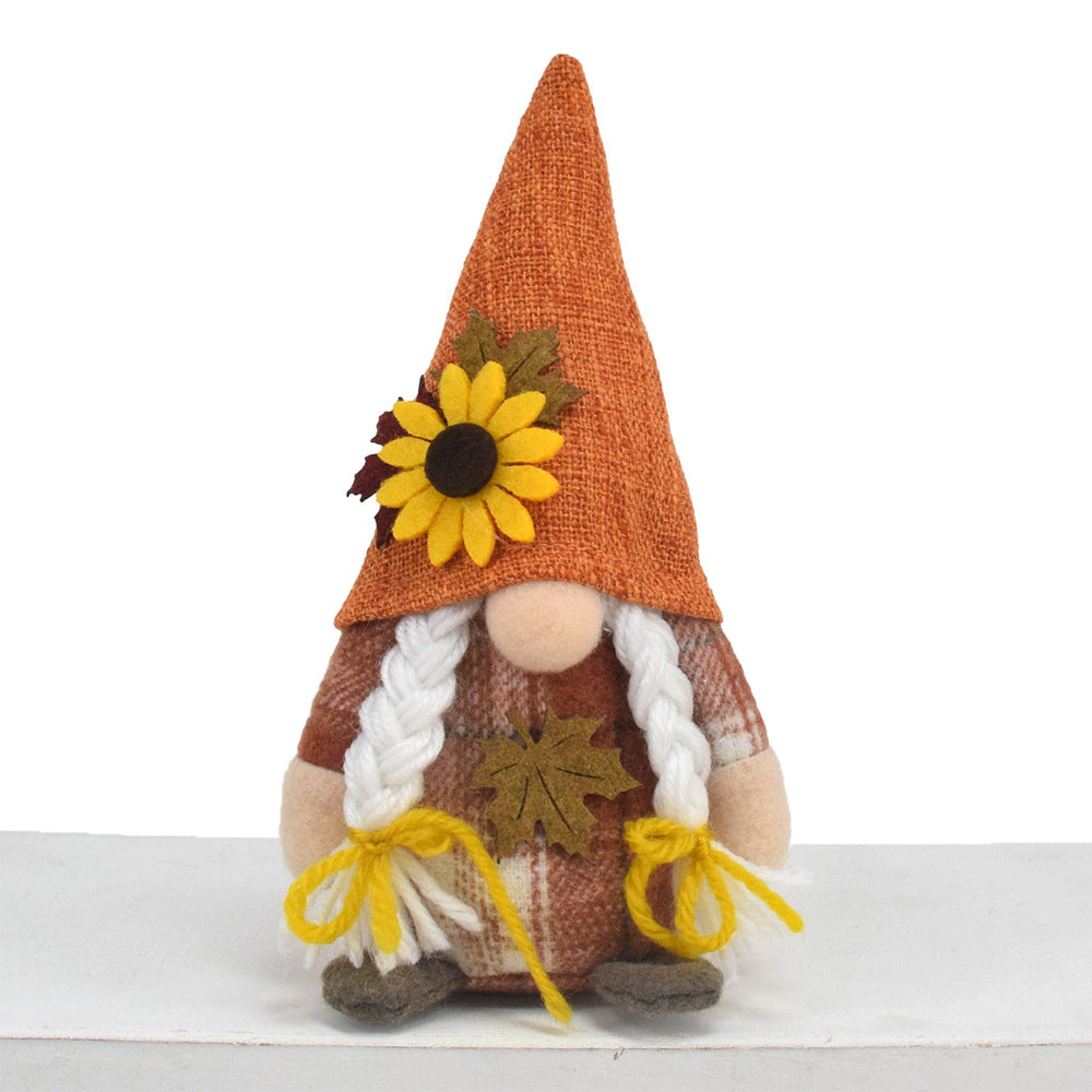 Wholesale Harvest Festival Autumn Faceless Doll Brown Plush Gnome Ornament