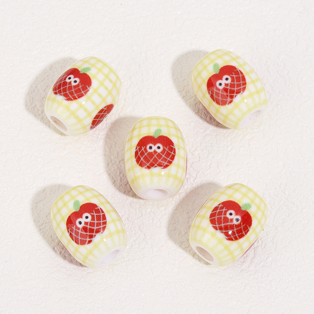 Wholesale 10pcs color printed apple oval acrylic beads