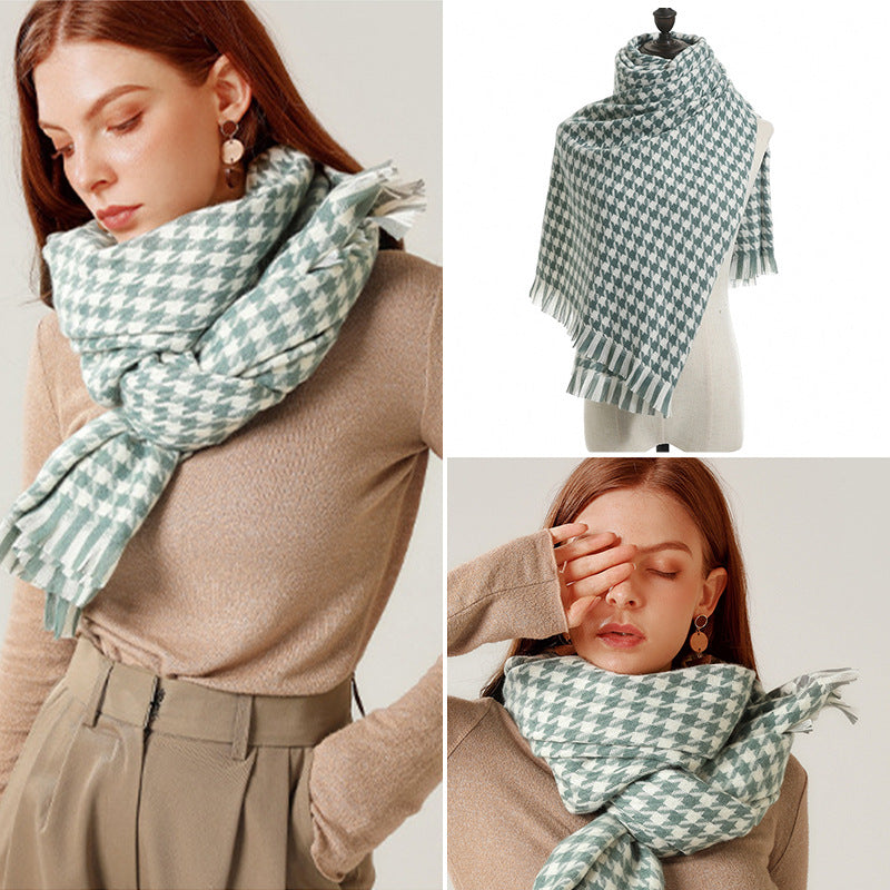Wholesale Qianniao Grid Winter Grid Imitation Cashmere Thick Scarf
