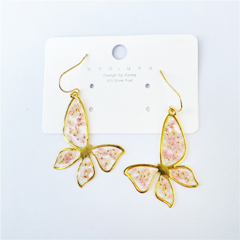 Wholesale 6pcs Butterfly Shape Flower Resin Earrings