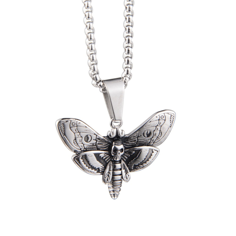 Wholesale Hip Hop Titanium Steel Butterfly Pendant Necklace