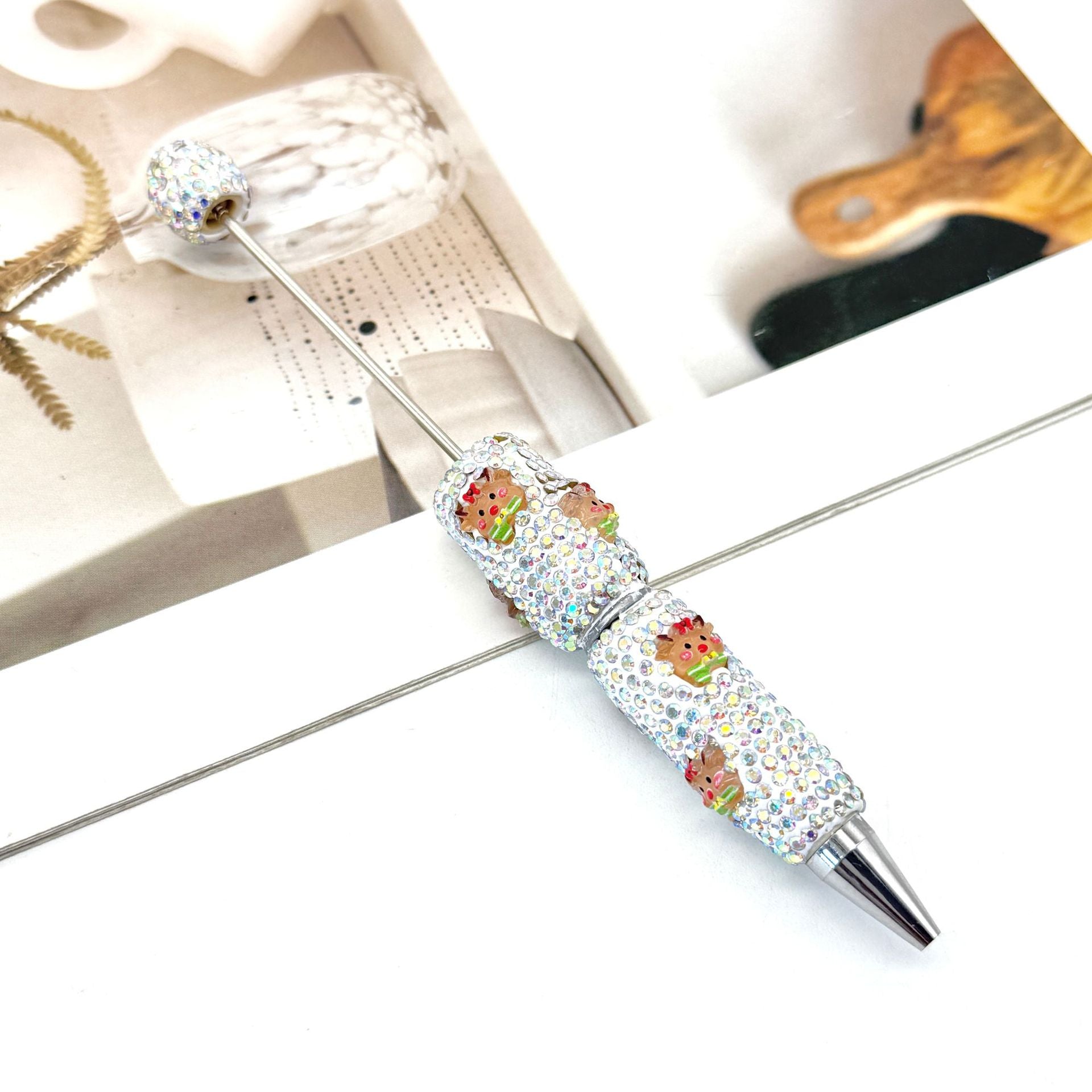 Wholesale Christmas Full Diamond Pen DIY Beadable Pen Elk Snowman