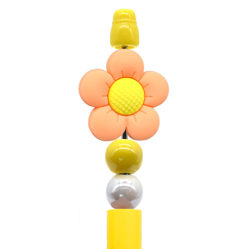 Wholesale Random100pcs Ballpoint Pen Beaded Accessories Cute Flowers Pvc Burnt Beads