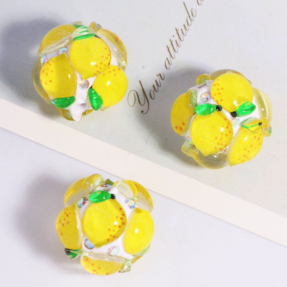 Wholesale 10pcs Polymer clay colored simulation fruit beads straight hole loose beads beaded DIY accessories