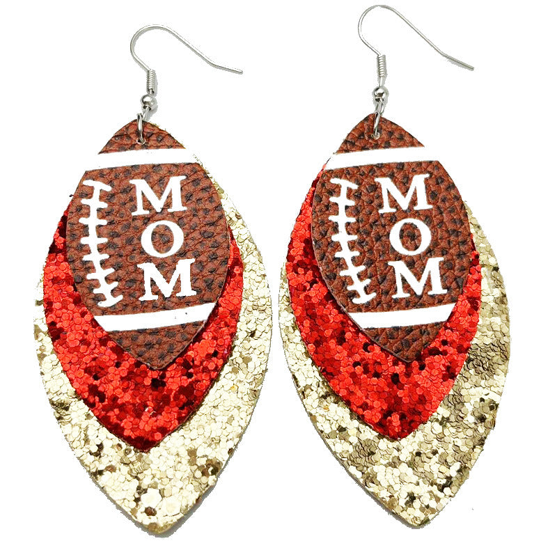 Wholesale 2 Pair/Pack Sports Rugby Field Cheer Football Leather Earrings