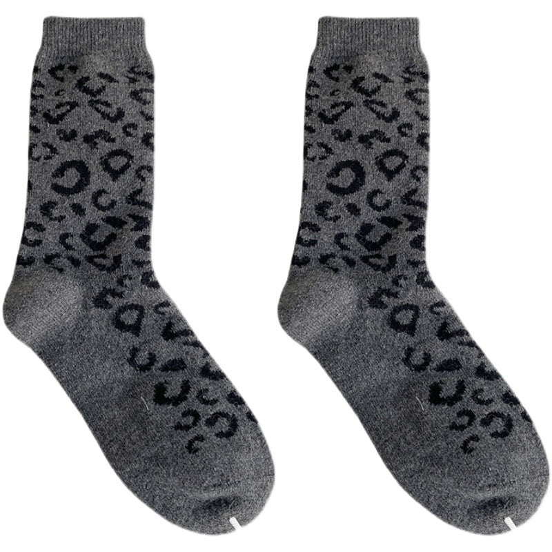 Wholesale Leopard Print Socks, Medium Tube Socks, Winter Warm Wool Socks