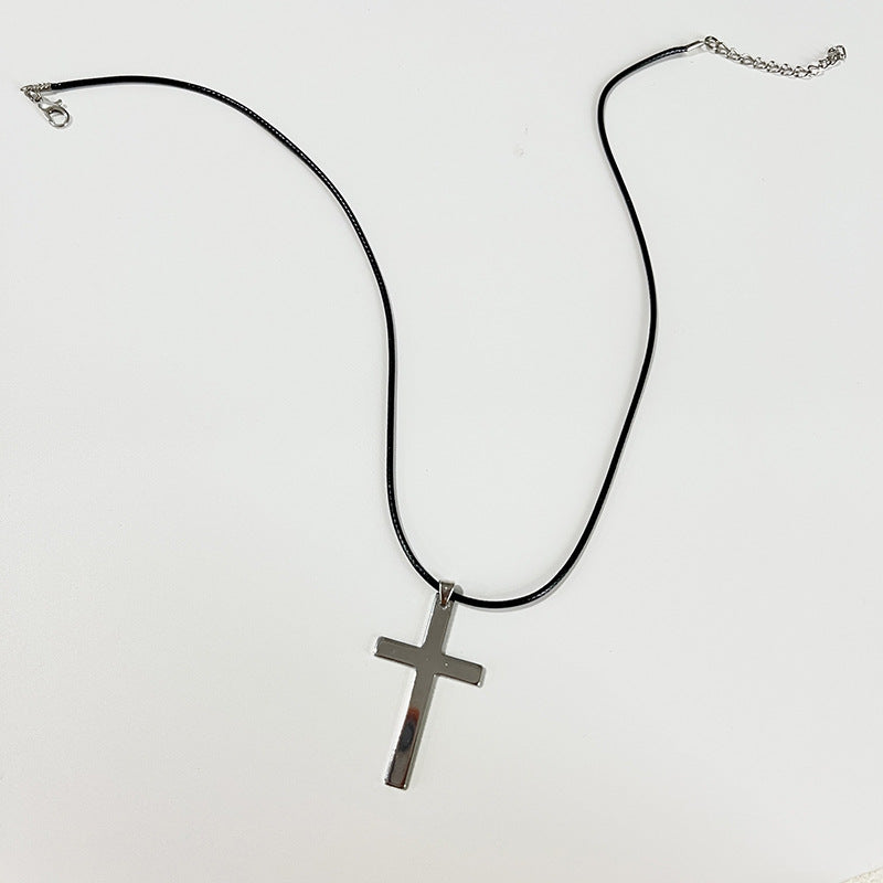Wholesale Cross Black Rope Necklace Retro Alloy Pendant Jewelry