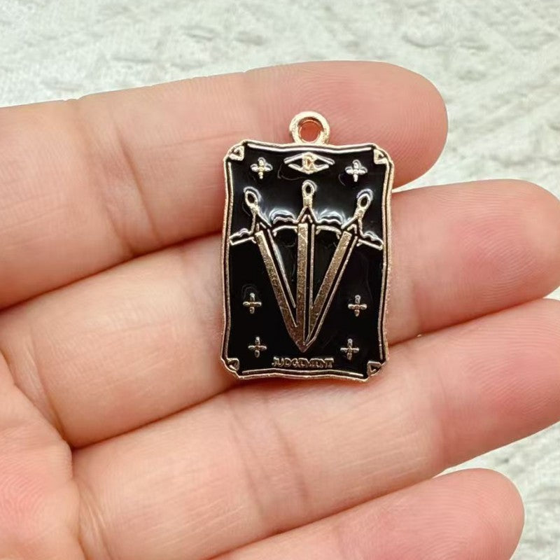 Wholesale Retro Tarot Card Pendant Charms White Zinc Alloy DIY Jewelry Accessory For Necklace Earrings Keychain For Resale