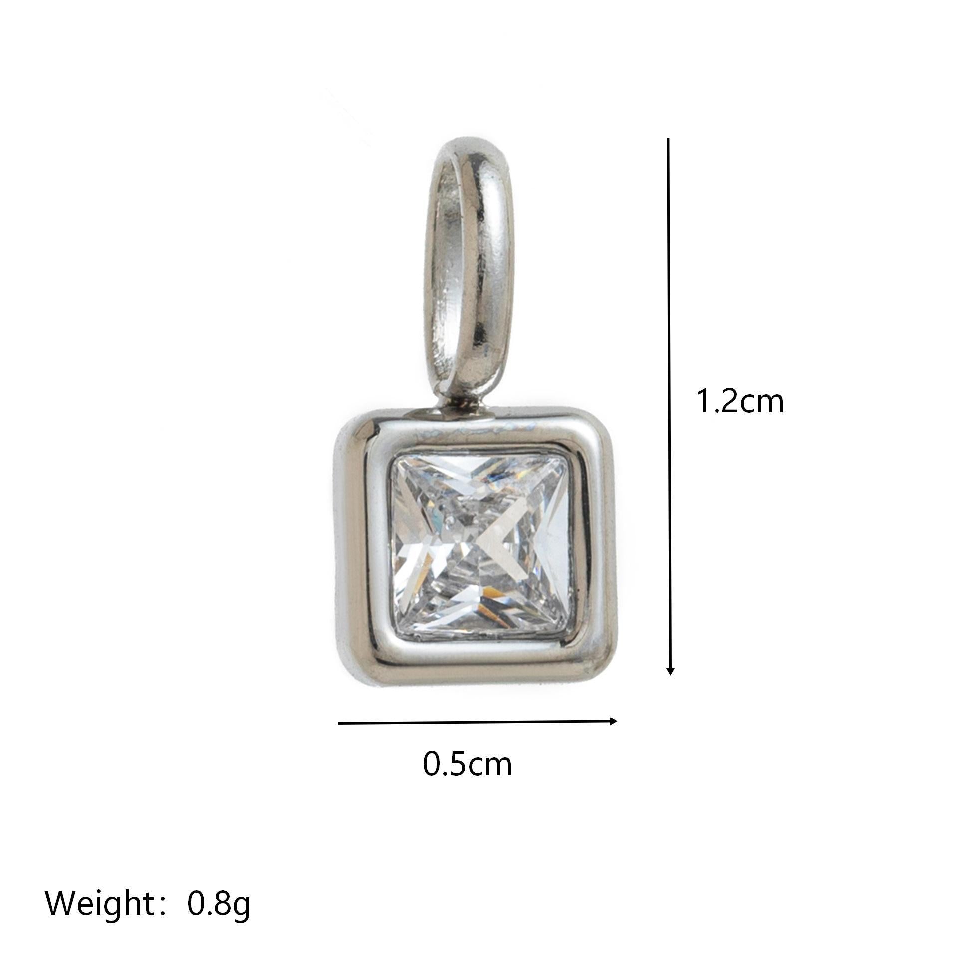 Wholesale Titanium Steel Geometric 12 Birthstone Colorful Zircon Pendant Necklace DIY Jewelry Accessory Gift For Women