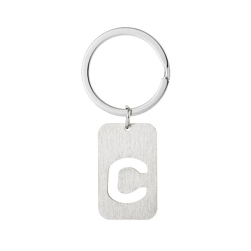 Wholesale Stainless Steel Creative Hollow 26 Letter Keychain