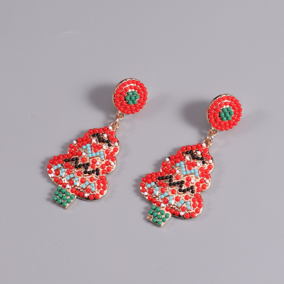 Wholesale Christmas Colorful Rice Bead Earrings