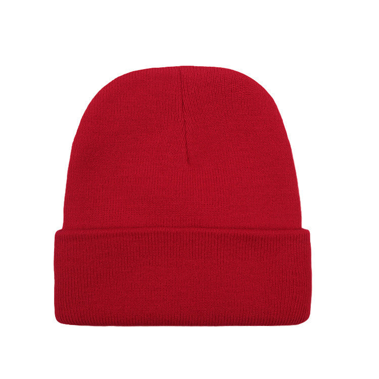 Wholesale Acrylic plain solid color embroidered beanie windproof earmuffs warm knitted beanie to keep out the cold