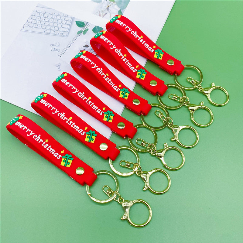 Llavero de cuerda de cuero de Navidad de 10pcs al por mayor de PVC