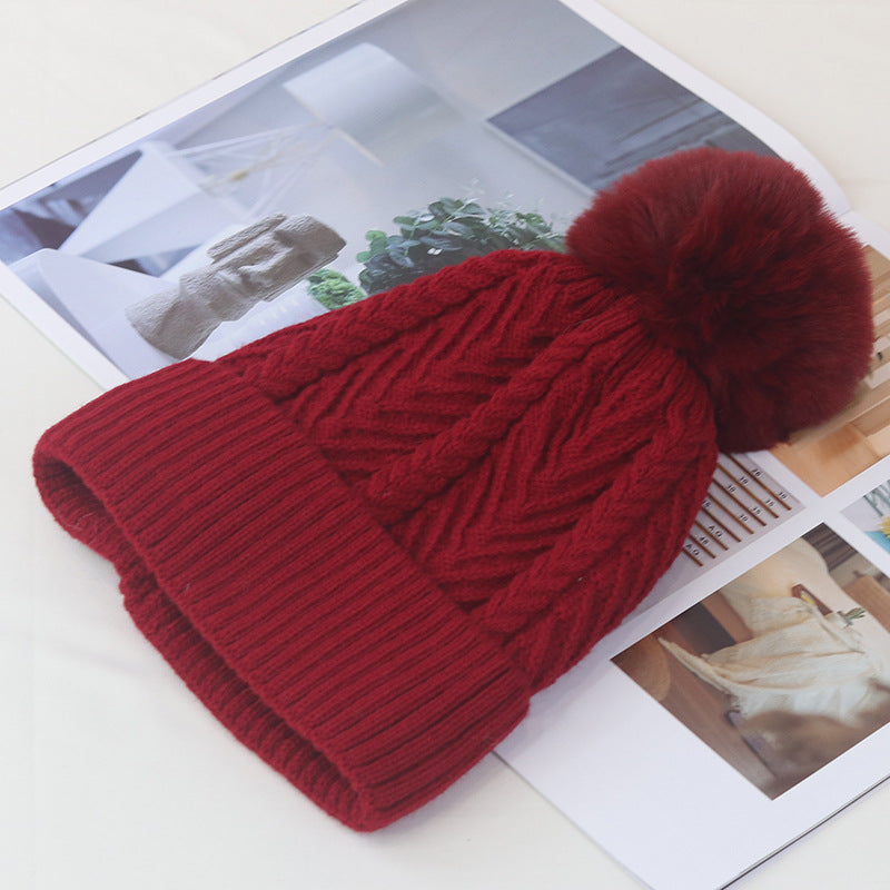 Wholesale Autumn and Winter Solid Color Fur Ball Cold Cashmere  Hat