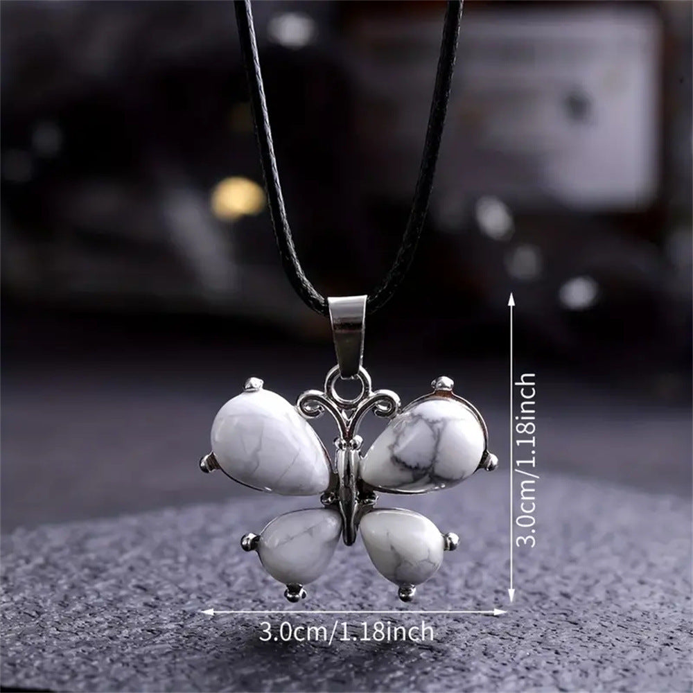 Wholesale Butterfly pendant amethyst tiger eye stone necklace