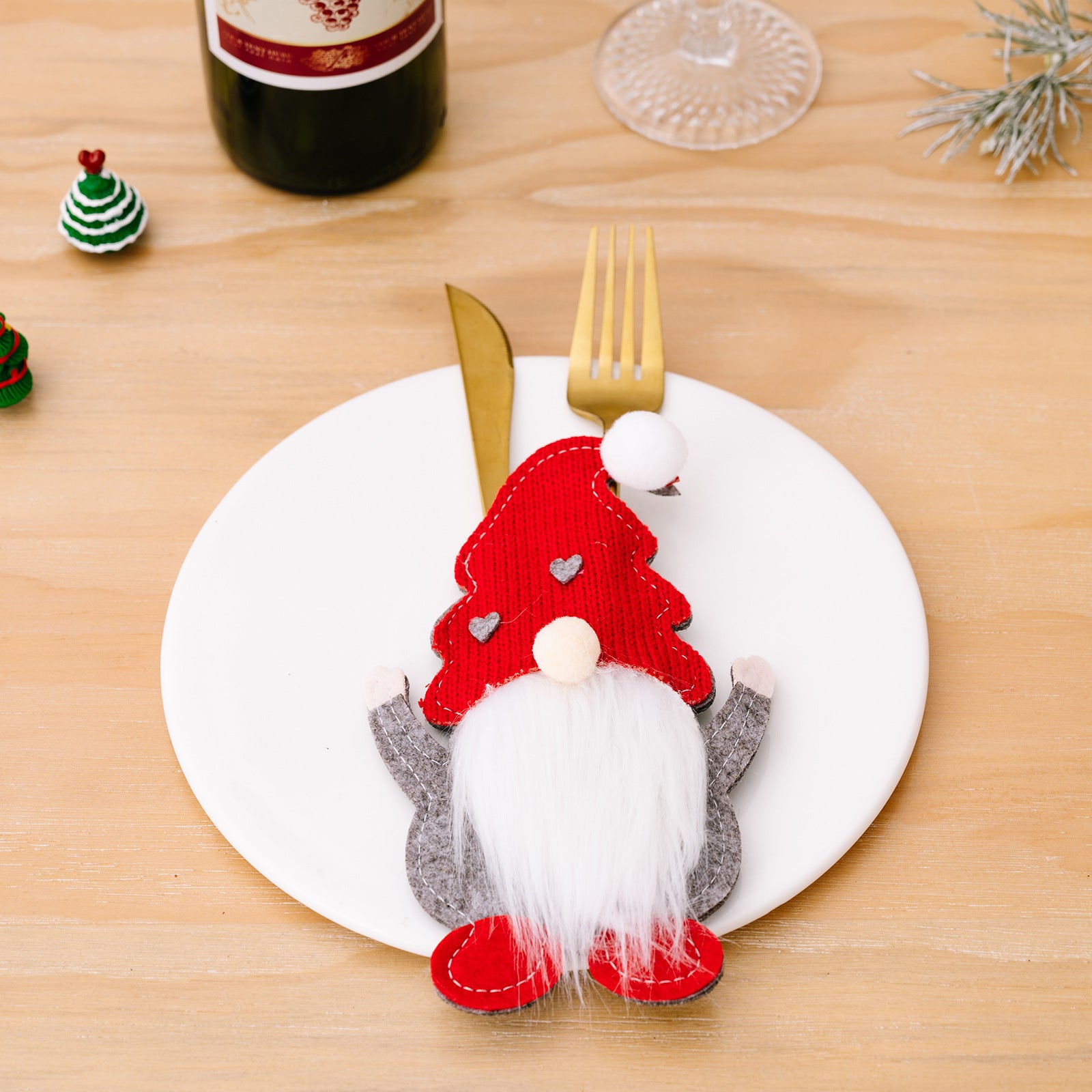 Wholesale New Faceless Old Man Fabric Knife and Fork Cutlery Set for Christmas Decoration