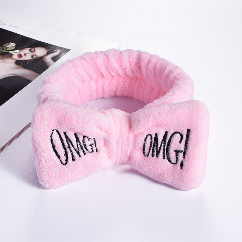 Wholesale Flannel Face Wash Makeup Bow Knot Plush Headband