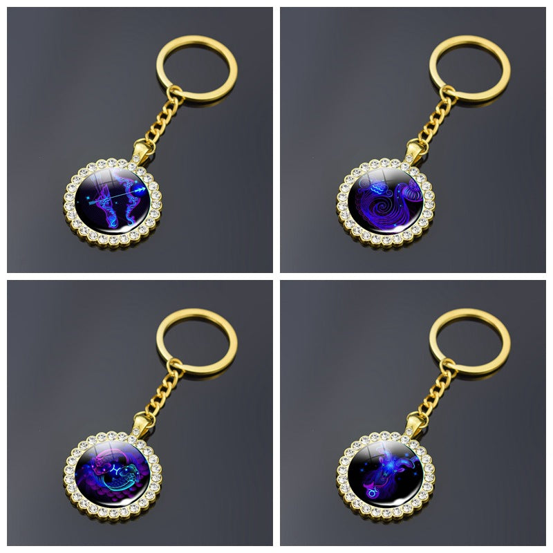 Wholesale diamond inlaid metal keychains