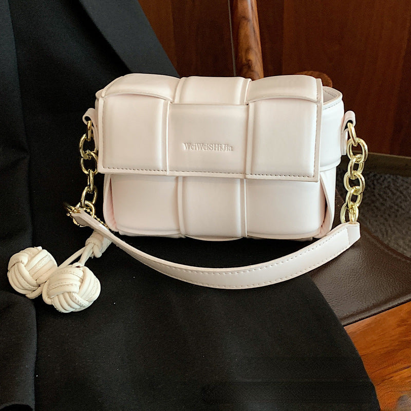 Wholesale Pink Woven PU Shoulder Bag Chain Crossbody Bag