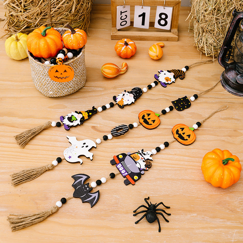 Wholesale Halloween Beads Witches Pumpkins Bats Wooden Decorations