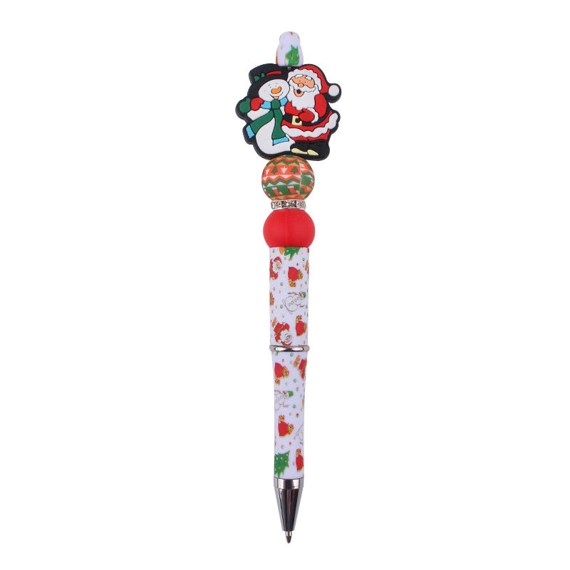 Wholesale Beaded Pens Christmas Series Silicone Beads Plastic Ballpoint Pen