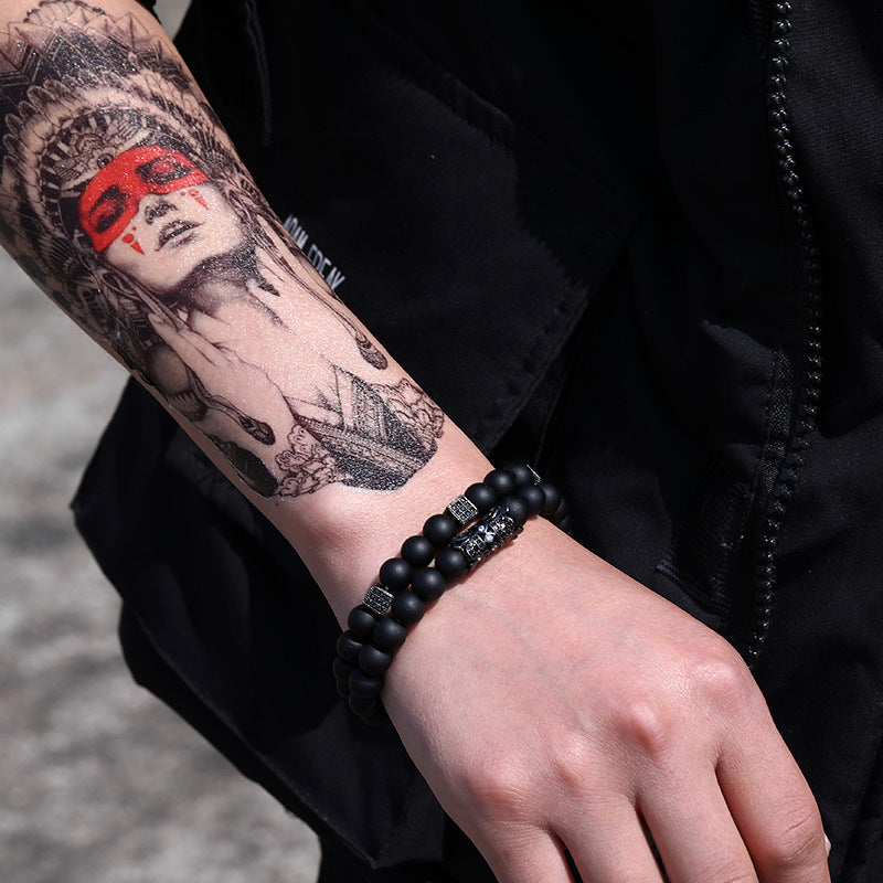 Wholesale Punk Bracelet Micro-set Zircon Diamond Ball Skull Set Bracelet Men's Bead Bracelet