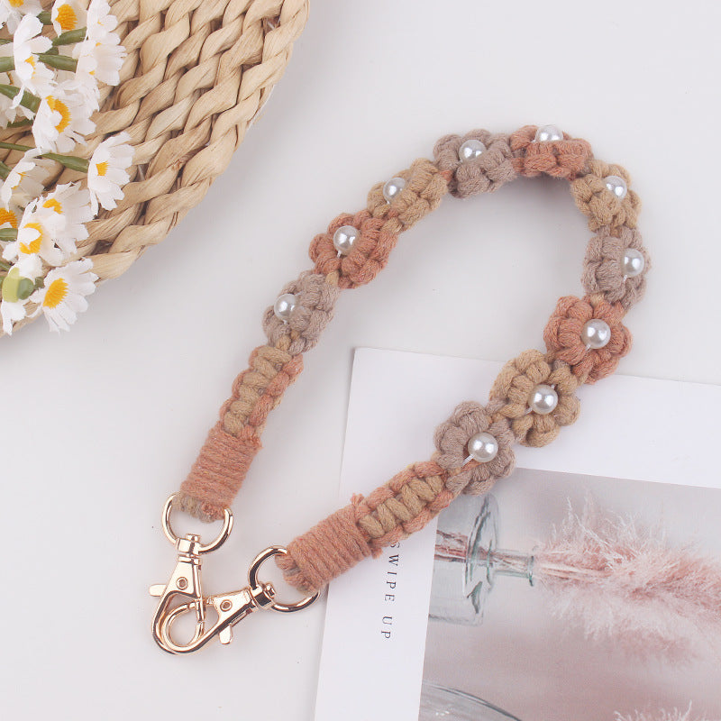 Wholesale Creative hand-woven daisy pearl water cup cup sleeve cup rope