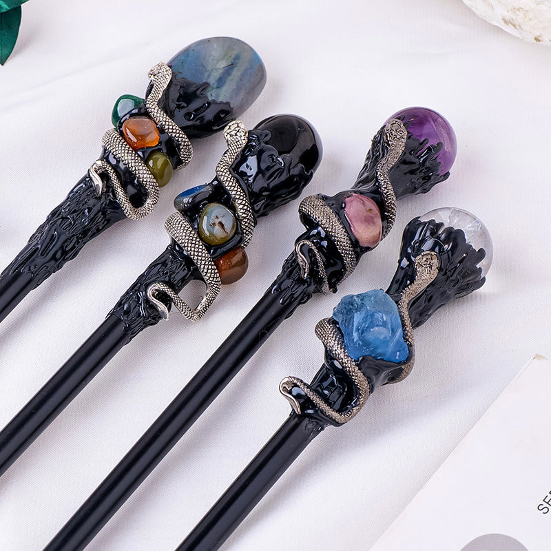 Wholesale Natural Crystal Ball Rolling Magic Wand Halloween Hairpin