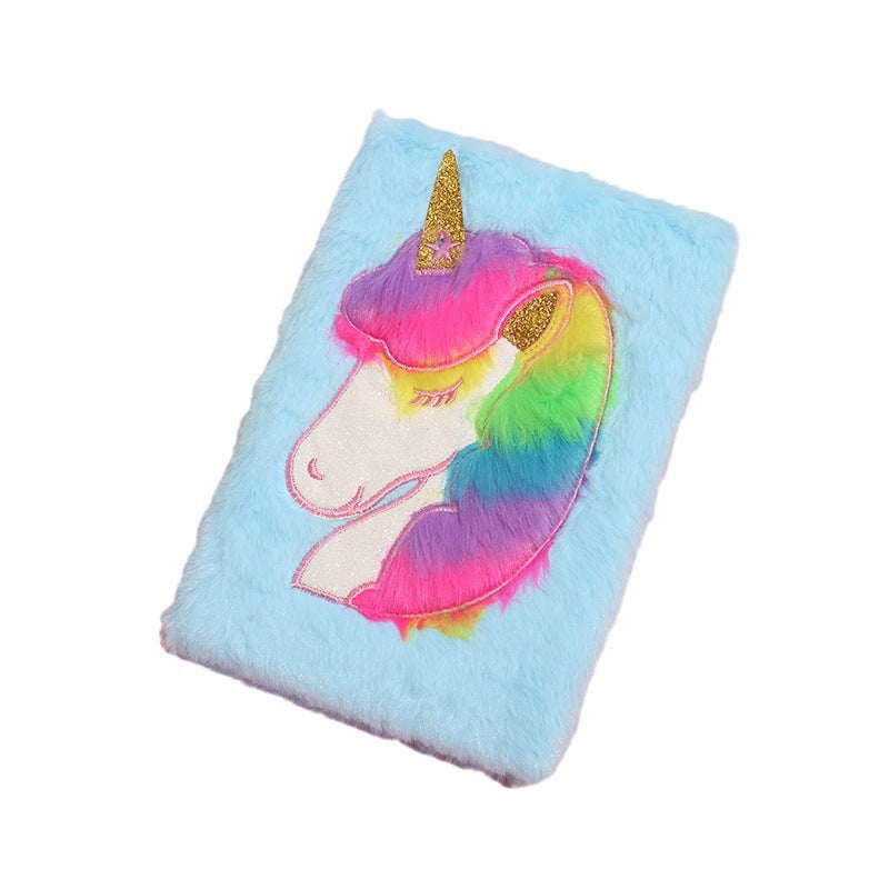 Wholesale Colorful Plush Unicorn Notebook Cartoon sy Girl Plush Notebook
